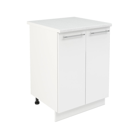 Шкаф нижний ШН 600 Корпус: ЛДСП белый 16мм; фасад: фрезеровка Олива, МДФ глянец белый 16мм