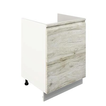 Шкаф нижний под мойку ШНМ 600-1 Корпус: ЛДСП белый 16мм; фасад: фрезеровка Бруклин, МДФ клен скандинавский 16 мм