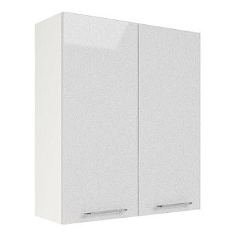 Шкаф верхний (премьер) ШВ 800Н Корпус: ЛДСП белый 16мм; фасад: фрезеровка Олива, МДФ металлик белый 16мм