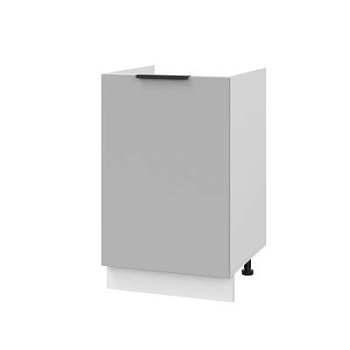 Шкаф нижний под мойку ШНМ 500 Корпус: ЛДСП белый 16мм; фасад: фрезеровка Оливия, ЛДСП серый софт 16 мм