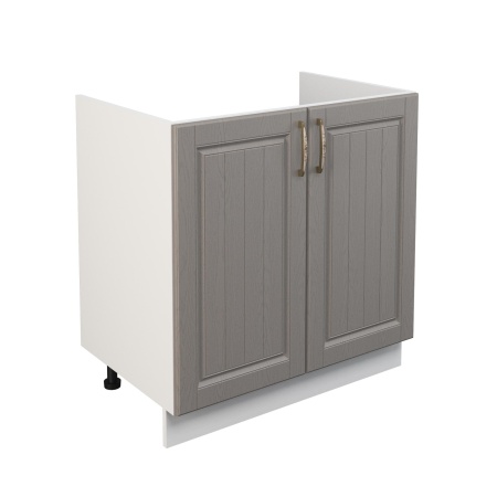 Шкаф нижний под мойку ШНМ 800 Корпус: ЛДСП белый 16мм; фасад: фрезеровка Лондон, МДФ дуб графит 16мм