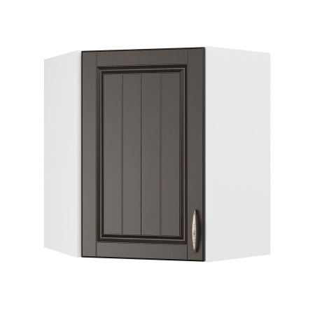 Шкаф верхний угловой ШВУ 600 Корпус: ЛДСП белый 16мм; фасад: фрезеровка Лондон, МДФ дуб венге 16мм