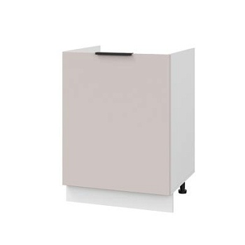 Шкаф нижний под мойку ШНМ 600-1 Корпус: ЛДСП белый 16мм; фасад: фрезеровка Оливия, МДФ сиена тауп 16 мм