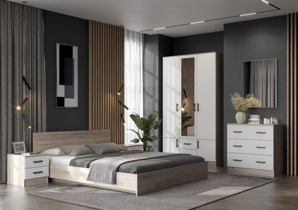 мс для спальни Ронда ТБ Дуб крафт серый / Белый