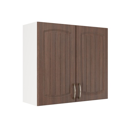 Шкаф верхний ШВ 800 Корпус: ЛДСП белый 16мм; фасад: фрезеровка Гренада, МДФ бразильский орех 16мм