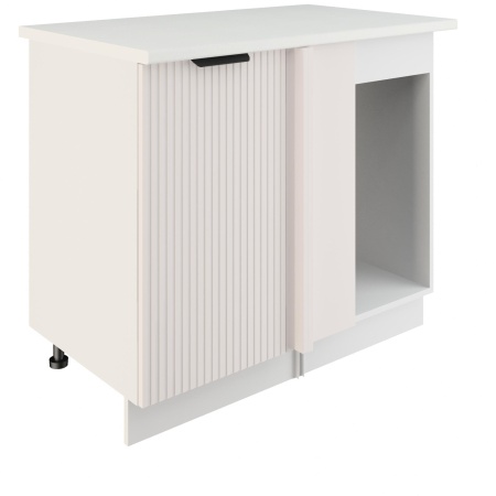 Шкаф нижний угловой  ШНУП 1000 Корпус: ЛДСП белый 16мм; фасад: фрезеровка Норд Line, МДФ софт даймонд 16 мм