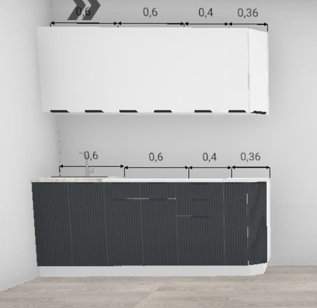 Кухня Норд Line Софт смок / Софт пломбир (верх) 1,96 м (5797)