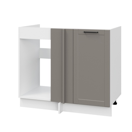 Шкаф нижний угловой  ШНУП 1000 Корпус: ЛДСП белый 16мм; фасад: фрезеровка Диада, МДФ лофт кварц 16 мм