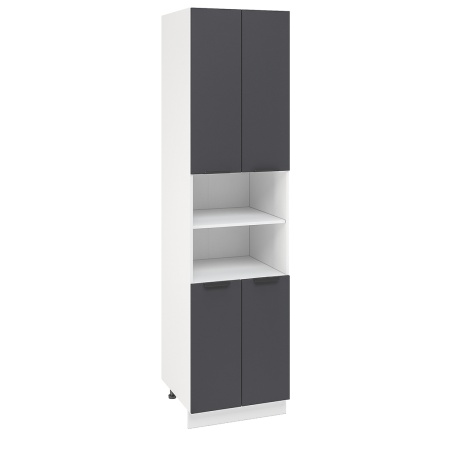 Пенал (премьер) ПД600Н-22 Корпус: ЛДСП белый 16мм; фасад: фрезеровка Норд, МДФ софт маренго 16 мм