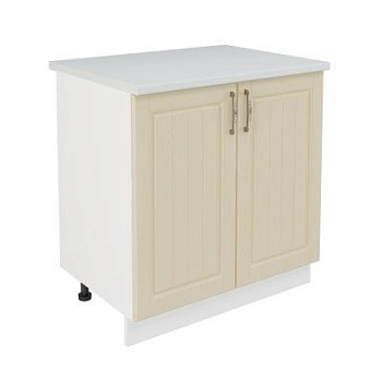 Шкаф нижний ШН 800 Корпус: ЛДСП белый 16мм; фасад: фрезеровка Лондон, МДФ дуб крем 16мм