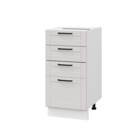 Шкаф нижний с ящиками ШНЯ 400 Корпус: ЛДСП белый 16мм; фасад: фрезеровка Диада, МДФ лофт крем 16 мм