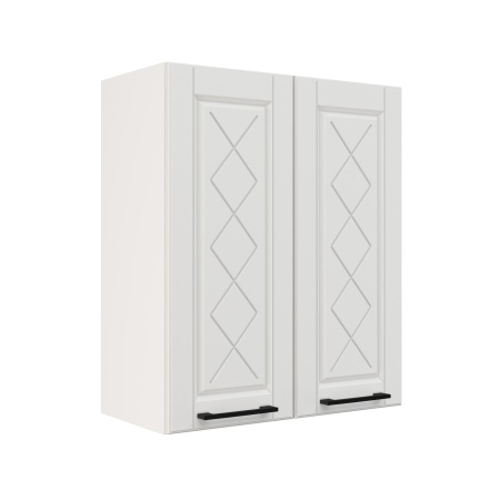 Шкаф верхний ШВ 600 Корпус: ЛДСП белый 16мм; фасад: фрезеровка Барселона, МДФ белое дерево 16мм