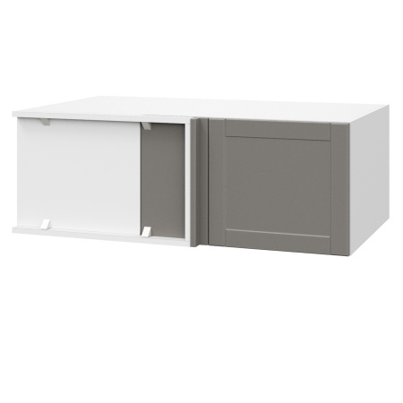 Шкаф верхний угловой антресоль ШВУА 1000 Корпус: ЛДСП белый 16мм; фасад: фрезеровка Диада, МДФ лофт кварц 16 мм