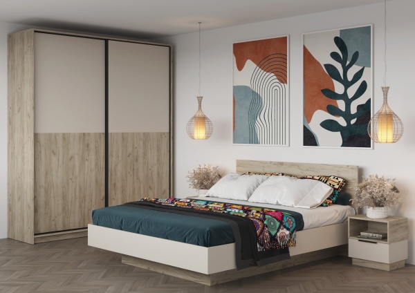 БОХО Шкаф-купе ШК-005 (2.0 м) Дуб крафт серый / Кашемир