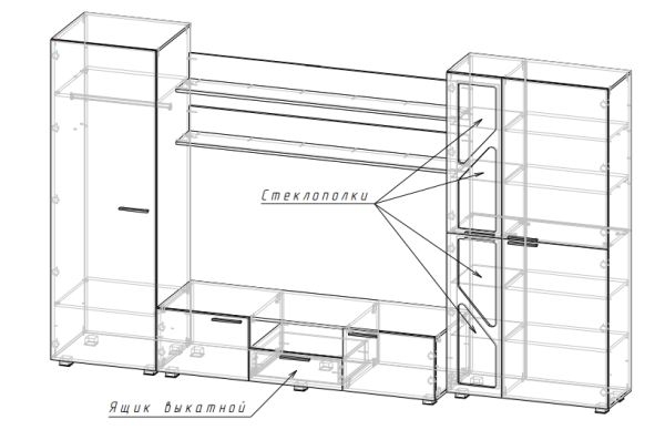 Гостиная МАНХЕТЕН НМ ( Комплект ) Корпус - Дуб Сонома светлый