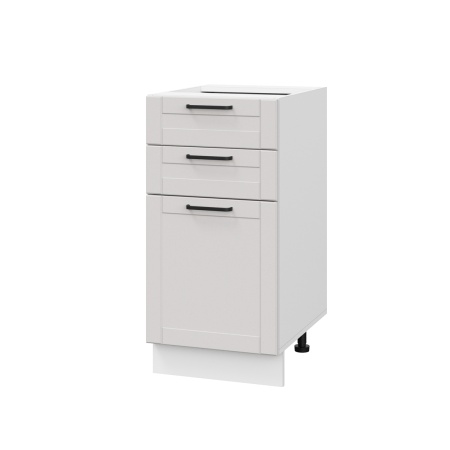 Шкаф нижний с ящиками ШН3Я 400 Корпус: ЛДСП белый 16мм; фасад: фрезеровка Диада, МДФ лофт крем 16 мм