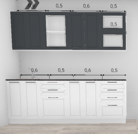 Кухня Кельн Софт даймонд / Софт смок верх 2,2 м (4643)