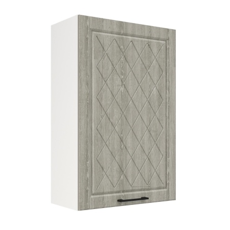 Шкаф верхний (премьер) ШВ 600Н-1 Корпус: ЛДСП белый 16мм; фасад: фрезеровка Барселона, МДФ седой клен 16мм