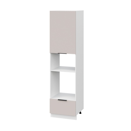 Пенал (премьер) ПДМ600Н-11Я Корпус: ЛДСП белый 16мм; фасад: фрезеровка Оливия, МДФ сиена тауп 16 мм