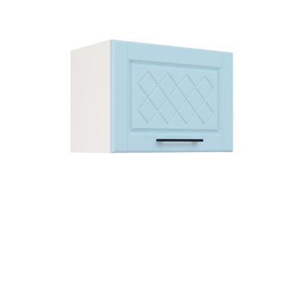 Шкаф верхний горизонтальный ШВГ 500 Корпус: ЛДСП белый 16мм; фасад: фрезеровка Барселона, МДФ голубой тик 16мм