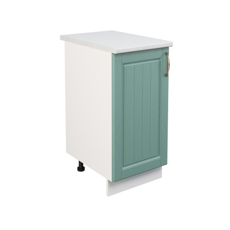 Шкаф нижний ШН 400 Корпус: ЛДСП белый 16мм; фасад: фрезеровка Лондон, МДФ дуб изумруд 16мм