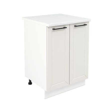 Шкаф нижний ШН 600 Корпус: ЛДСП белый 16мм; фасад: фрезеровка Кельн, МДФ софт айвори 16 мм