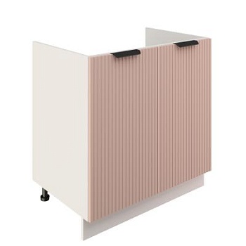 Шкаф нижний под мойку ШНМ 800 Корпус: ЛДСП белый 16мм; фасад: фрезеровка Норд Line, МДФ софт какао 16 мм