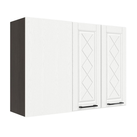 Шкаф верхний угловой ШВУП 1000 Корпус: ЛДСП венге 16мм; фасад: фрезеровка Барселона, МДФ белое дерево 16мм