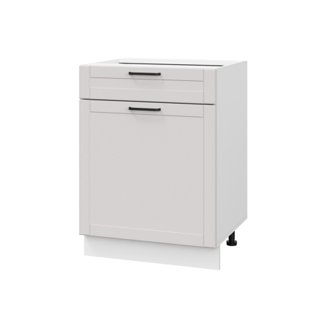 Шкаф нижний с ящиком ШН1Я 600 Корпус: ЛДСП белый 16мм; фасад: фрезеровка Диада, МДФ лофт крем 16 мм