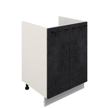 Шкаф нижний под мойку ШНМ 600 Корпус: ЛДСП белый 16мм; фасад: фрезеровка Нувель, МДФ бетон черный 16мм