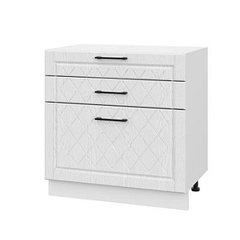 Шкаф нижний с ящиками ШН3Я 800 Барселона белый массив (МДФ 16мм МС София)