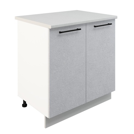 Шкаф нижний ШН 800 Корпус: ЛДСП белый 16мм; фасад: фрезеровка Нувель, МДФ бетон белый 16мм