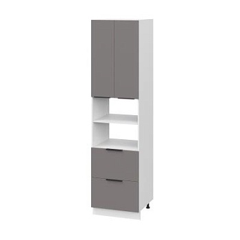 Пенал (премьер) ПД600Н-22Я Корпус: ЛДСП белый 16мм; фасад: фрезеровка Оливия, МДФ моно брауни 16 мм