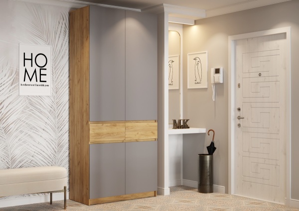 БОСТОН ШК-001 Шкаф 2-ств. ЛДСП (Комплект) Дуб Крафт золотой / Шифер серый