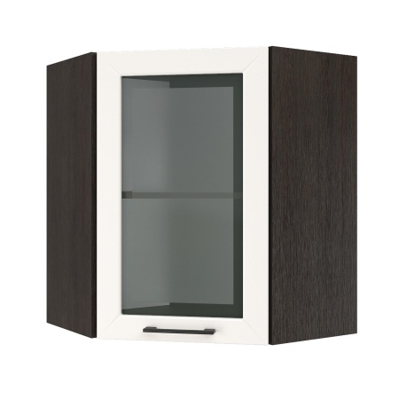 Шкаф верхний угловой со стеклом ШВУС 600 Корпус: ЛДСП венге 16мм; фасад: фрезеровка Кельн, МДФ софт бланж 16мм Шкаф верхний угловой со стеклом ШВУС 600 Корпус: ЛДСП венге 16мм; фасад: фрезеровка Кельн, МДФ софт бланж 16мм