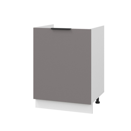 Шкаф нижний под мойку ШНМ 600-1 Корпус: ЛДСП белый 16мм; фасад: фрезеровка Оливия, МДФ моно брауни 16 мм