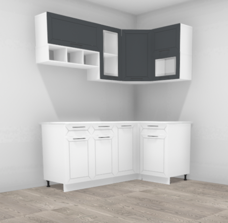 Кухня угловая Кельн Софт смок / Софт пломбир 1,8*1,1 м (2386)