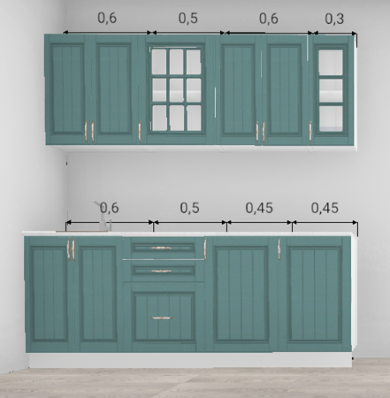 Кухня Барселона морское дерево 2,0 м с местом под  посудомоечную машину 450 (11486)