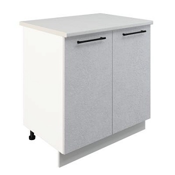 Шкаф нижний ШН 800 Корпус: ЛДСП белый 16мм; фасад: фрезеровка Нувель, МДФ бетон белый 16мм