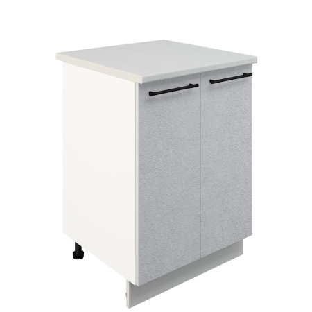 Шкаф нижний ШН 600 Корпус: ЛДСП белый 16мм; фасад: фрезеровка Нувель, МДФ бетон белый 16мм