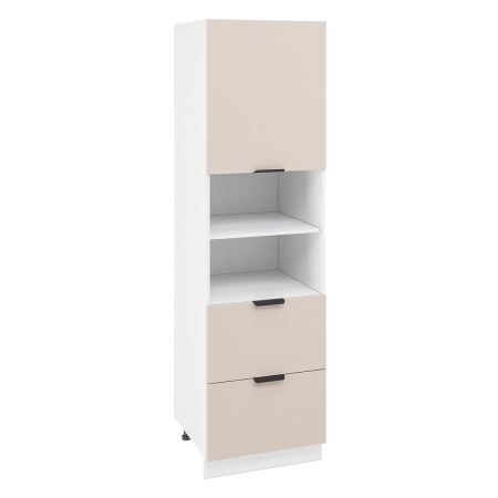 Пенал ПД600-12Я Корпус: ЛДСП белый 16мм; фасад: фрезеровка Норд, МДФ софт латте 16 мм