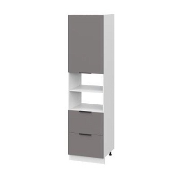 Пенал (премьер) ПД600Н-12Я Корпус: ЛДСП белый 16мм; фасад: фрезеровка Оливия, МДФ моно брауни 16 мм