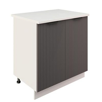 Шкаф нижний ШН 800 Корпус: ЛДСП белый 16мм; фасад: фрезеровка Норд Line, МДФ софт маренго 16 мм