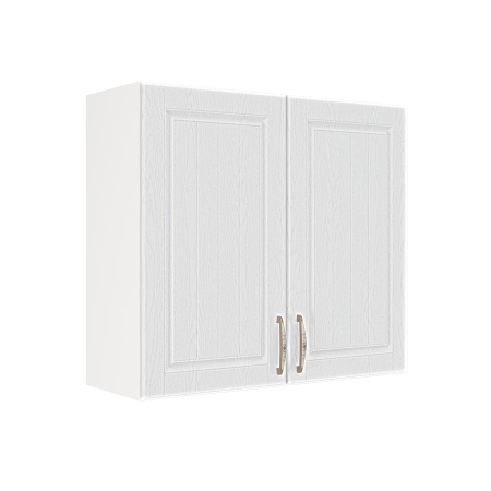 Шкаф верхний ШВ 800 Корпус: ЛДСП белый 16мм; фасад: фрезеровка Лондон, МДФ дуб белый 16мм