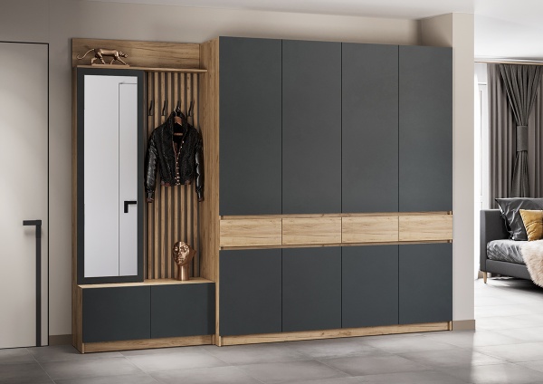 мс для прихожей Стоуби ШК-2000 дуб крафт золотой/серый графит