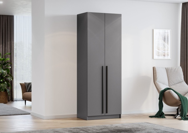 шкаф распашной Берген ПРО ШК-800 серый графит/серый графит