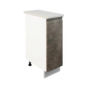 Шкаф нижний ШН 300 Корпус: ЛДСП белый 16мм; фасад: фрезеровка Бруклин, МДФ бетон коричневый 16мм