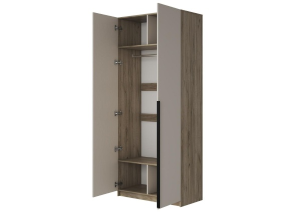 БОХО Шкаф ШК-001 (Шкаф со штангой, 2-ств.) Дуб крафт серый / Кашемир