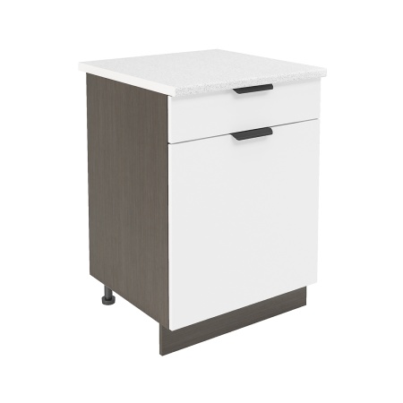 Шкаф нижний с ящиком ШН1Я 600 Корпус: ЛДСП венге 16мм; фасад: фрезеровка Норд, МДФ софт даймонд 16 мм