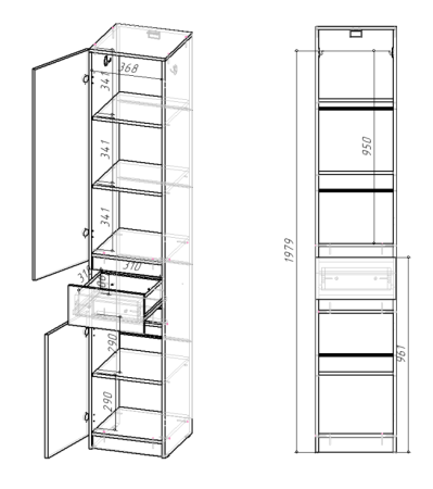 БОСТОН ЛАЙТ Шкаф ШК-001 (1-ств.) Дуб Крафт золотой / Серый шифер 